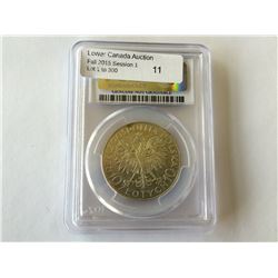 Poland; 1933 10 Zlotich PCGS AU details Cleaning.