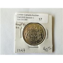 50 cents 1947; Round Back 9, Narrow Date, Straight 4, Straight 7/7 Die 3.