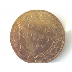 1 cent 1907H ICCS EF-40; Cleaned.