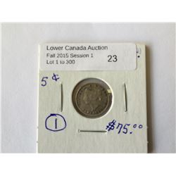 NFLD 5 cents 1890 VF-20; Cleaned.