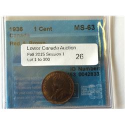1 cent 1936, CCCS MS-63; Red & Brown.