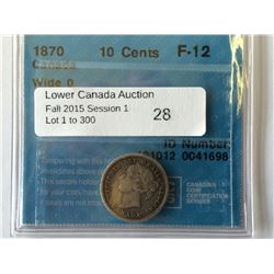10 cents 1870, CCCS F-12; Wide 0.
