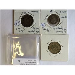 Belgium;  1844 ½ fr, 1864 10 centimos and 1880 1 fr.  Three coins F-VF.