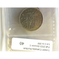 Belgium; 50 Centimes 1886 VF-30 and 2 Francs 1930 VF-20. Lot of 2 coins.