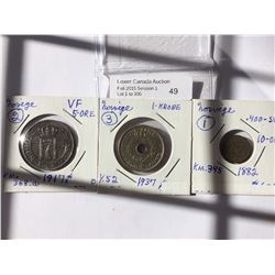 Norway; 1882 10 Ore, 1917 5 Ore & 1937 1 Krone.  VF to EF.