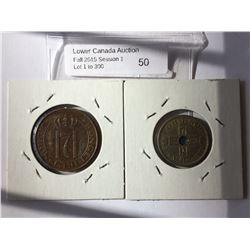 Norway; 50 Ore 1928 EF and 5 Ore 1922 EF+. Lot of 2 coins.