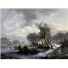 Image 1 : WINTERLANDSCHAP MET SCHAATSERS OP BEVROREN RIVIER...