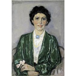VROUW MET GROEN JASJE (CA. 1945-1950)...