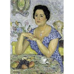 ZITTENDE VROUW IN EEN INTERIEUR...