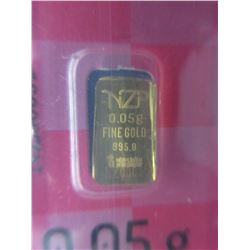 .995 Fine Bullion Gold bar - .05 grams