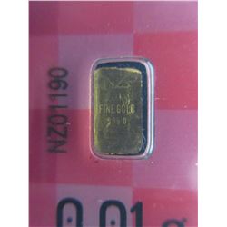3 x .995 Fine Bullion Gold Bars - .01 grams each