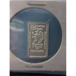 .999 Silver Swiss Mint Gryphon motif bar - 5 grams