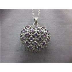 .85 CTW Amethyst 3D Heart necklace set