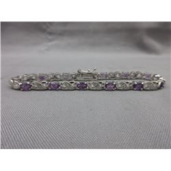 5.45 CT Oval Amethyst & Diamond tennis bracelet