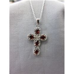 1.25 CTW Garnet & Diamond Cross Necklace set