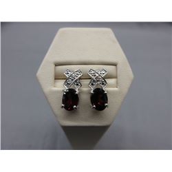 New Sterling Silver Garnet & Diamond earrings