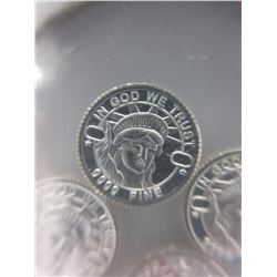 4 x .9999 Silver American Statue of Liberty rounds