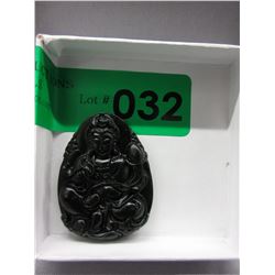 113 CT Black Jade carved Buddha pendant