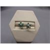 Image 1 : Sterling Silver Emerald & Diamond cluster earrings