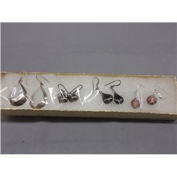 4 Pairs of estate Silver French hook earrings