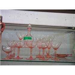 14 Pieces of pink depression glass
