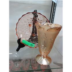 Depression glass vase & footed bowl