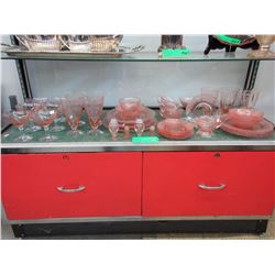 Large lot of pink depression glass