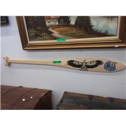 Ben Houstie carved native paddle w/ Sea Hawk motif