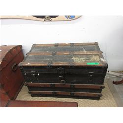 Vintage wood trunk & contents