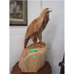 Wood carving of an Eagle on stand
