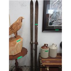 Pair of antique wood ski's