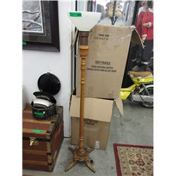 Vintage floor lamp with milk glass shade