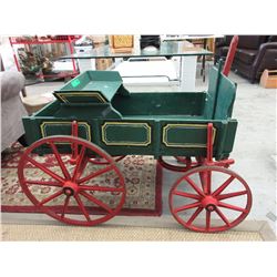 Wood child sized wagon with metal wheels