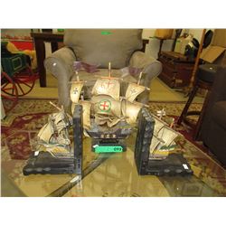 Ship bookends & model - used