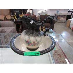 Glazed ceramic jug & basin