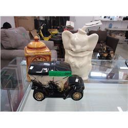 3 Glazed ceramic cookie jars