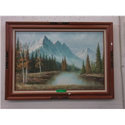 Oil on canvas mountain scene