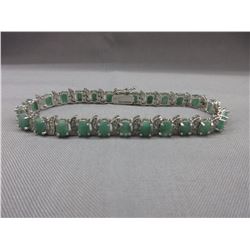 14CT Diamond & Emerald Tennis Bracelet