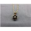Image 1 : 14KT Yellow Gold Sapphire & Diamond Pendant & Chain