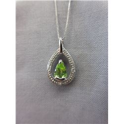Peridot & Diamond Teardrop Necklace
