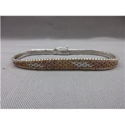 .925 Sterling Silver Tri-Tone Ladies Bracelet