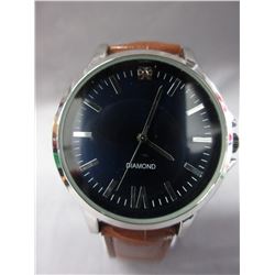 New Man's Diamond Watch with Leather strap