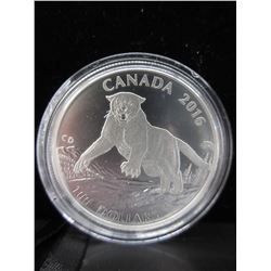 2016 Canadian $100 Silver Cougar Coin