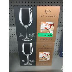 2 Sets of new wine glasses