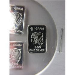 4 x .999 Silver "Native Indian Head" Investor bars