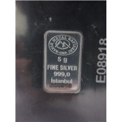 .999 Fine Silver "Turkish Mint" bar - 5 grams
