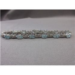 6 CT Blue Topaz & Diamond tennis bracelet
