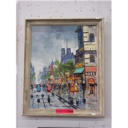 Framed acrylic on canvas painting