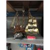 Image 1 : Stained glass turtle lamp & 2 ship decorations
