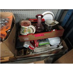 2 Boxes of used household goods & decorative